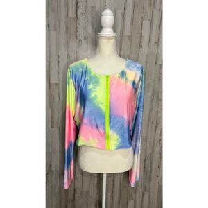 Fashion Nova Women's‎ Tie-Dye Long Sleeve Crop Top Zipper Size 3XL